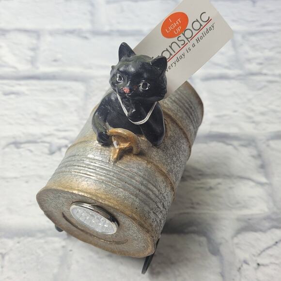 Transpac Resin 5in Silver Halloween Light Up Musical Barrel Figurine Set of 3 - Picture 11 of 15